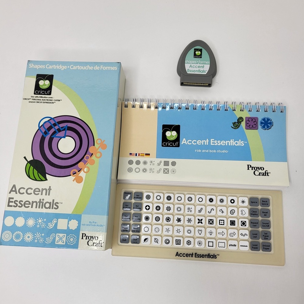PRE-OWNED CRICUT ACCENT‎ ESSENTIALS CARTRIDGE EXCELLENT CONDITION UN-LINKED